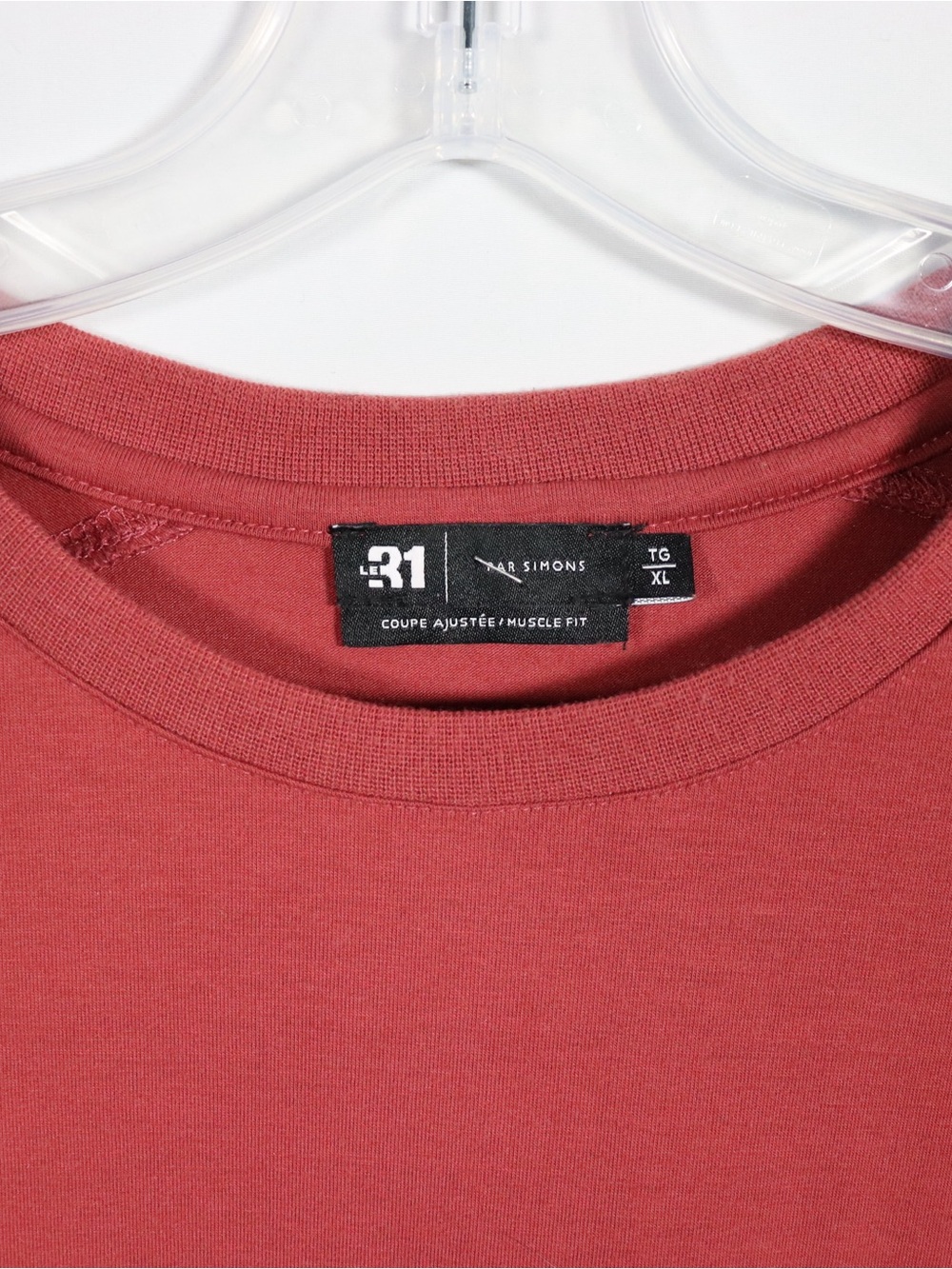 Le 31 Simons Red Essential Crew Neck T-Shirt Men’s Size XL - Picture 5 of 8